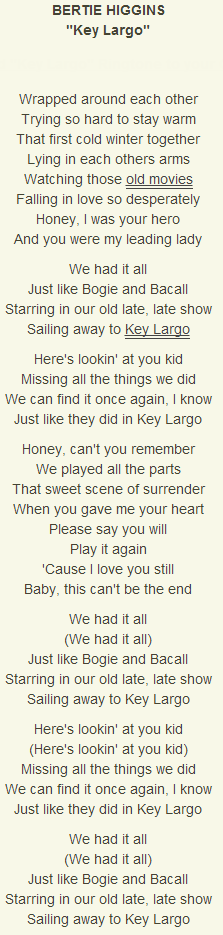 Son Key Largo Lyrics