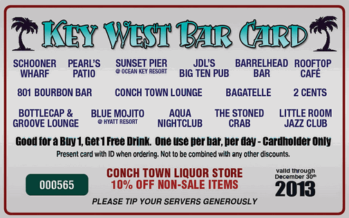 Click Here To Buy The Key West Bar Card